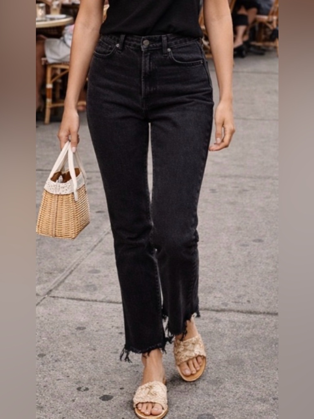 Mother Insider Fray Black Crop Denim Jeans High Waist 26 (4/6) Stretchy 💎EUC